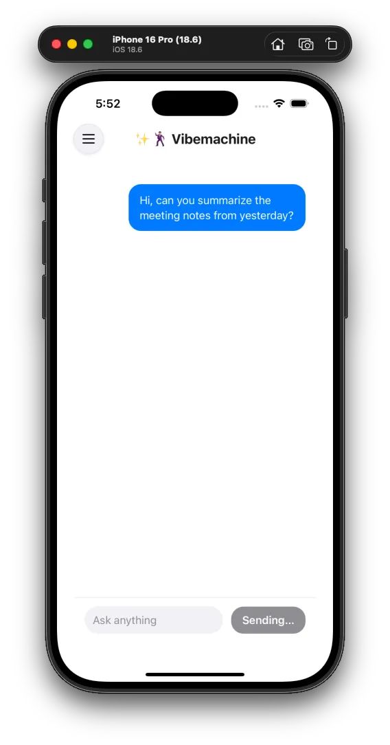 Text chat screen